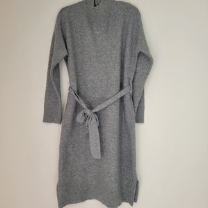 A new day long sleeve grey sweater dress with tie belt stretchy turtle neck